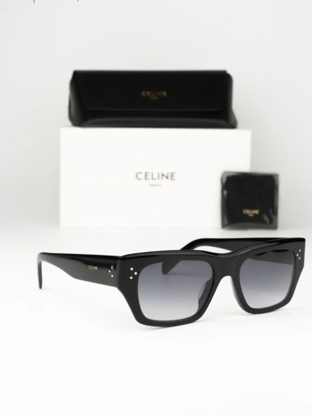 Celine Men Sunglasses Black Grey Gradient Cat Eye CL40297U 01B NEW AUTHENTIC